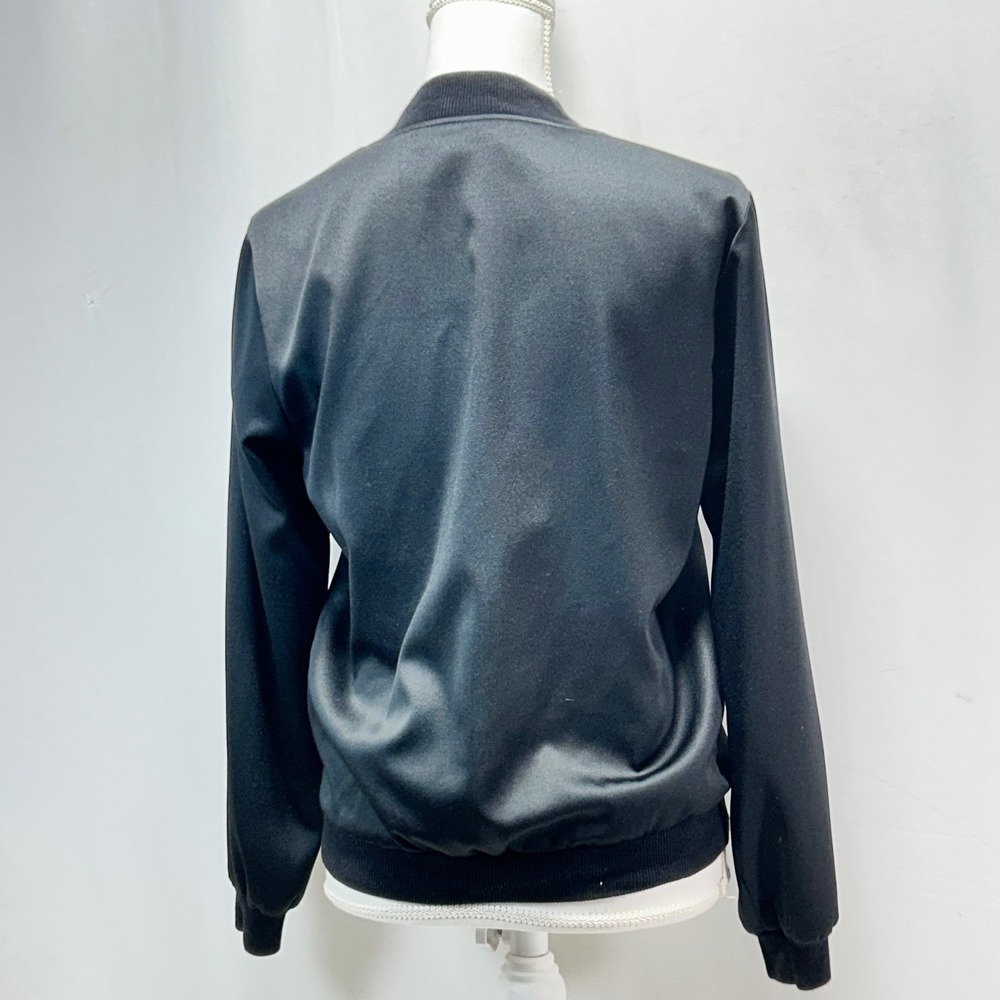 Honey Bella Black Embroidered Floral Bomber Jacket Womens Size S - Picture 7 of 10